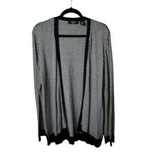 Verve Women's Chevron Stripe Knit Cardigan Sz XL Dark Navy Open Front CareerWear